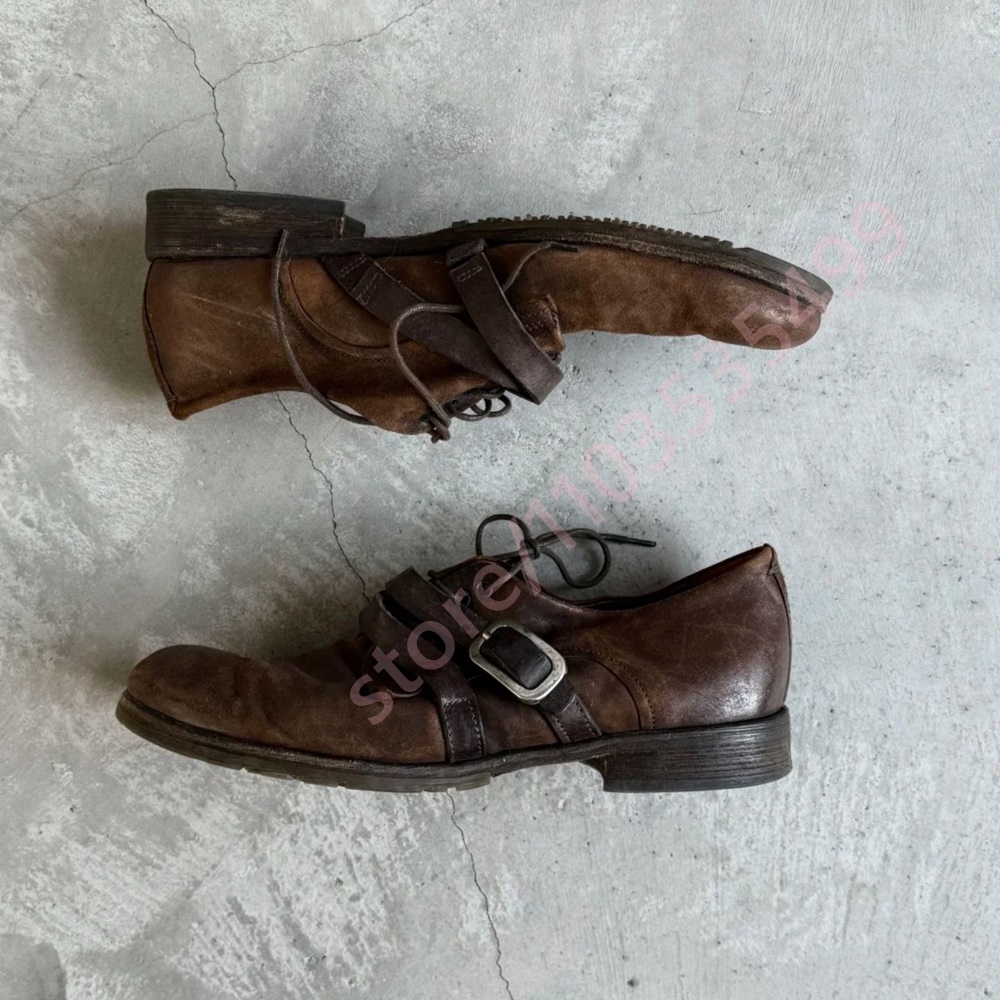 Shoes Heels Men - 2026 Retro Distressed Brown Leather Oxford