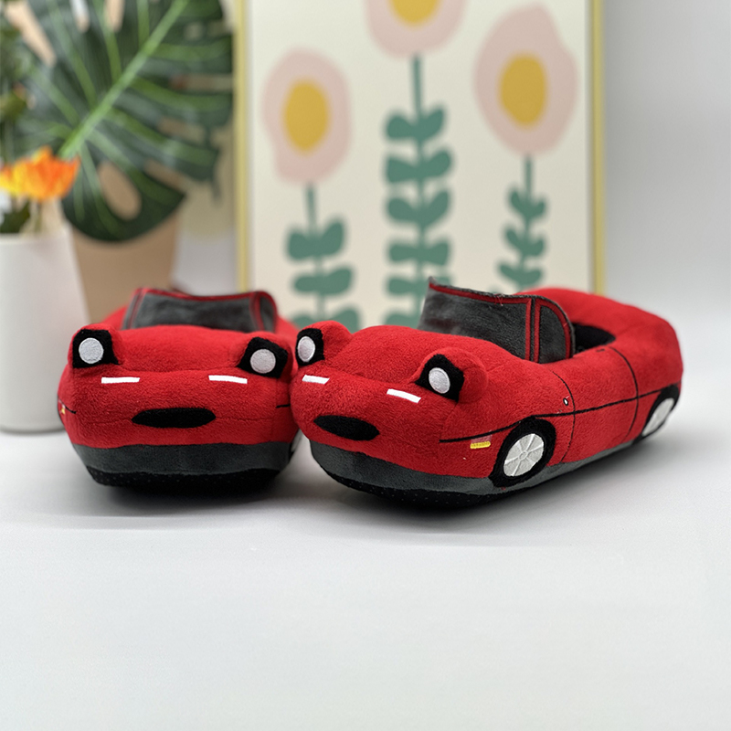 Men Shoes Red Tape - Red Car Plush Slippers Fun Vehicle