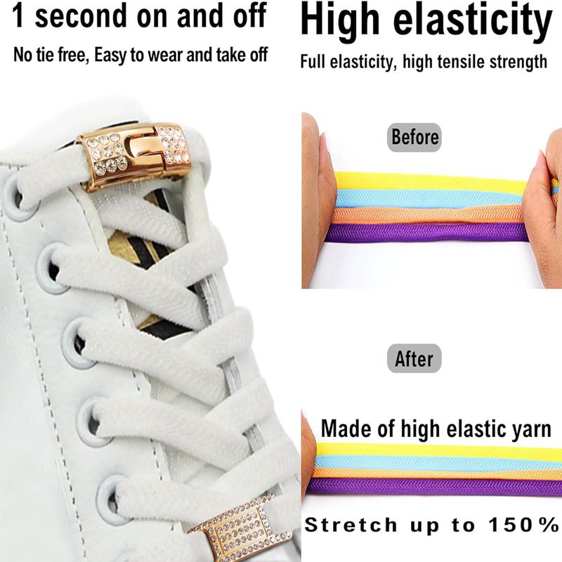 Elastic No Tie Flat Shoe Laces - Men'S Shoes Smart reseña y precio