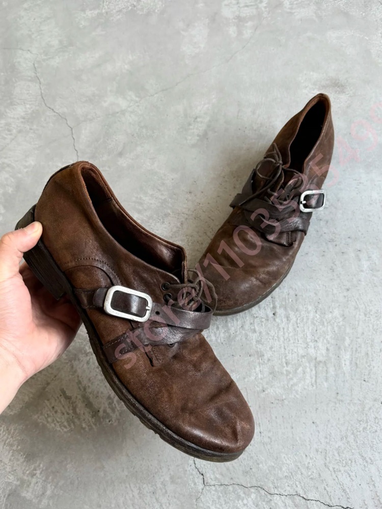 2026 Retro Distressed Brown Le - Shoes Heels Men reseña y precio