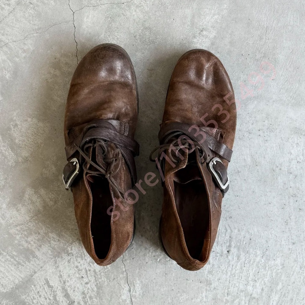 2026 Retro Distressed Brown Le - Shoes Heels Men reseña y precio