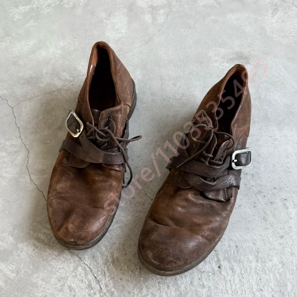 2026 Retro Distressed Brown Le - Shoes Heels Men reseña y precio