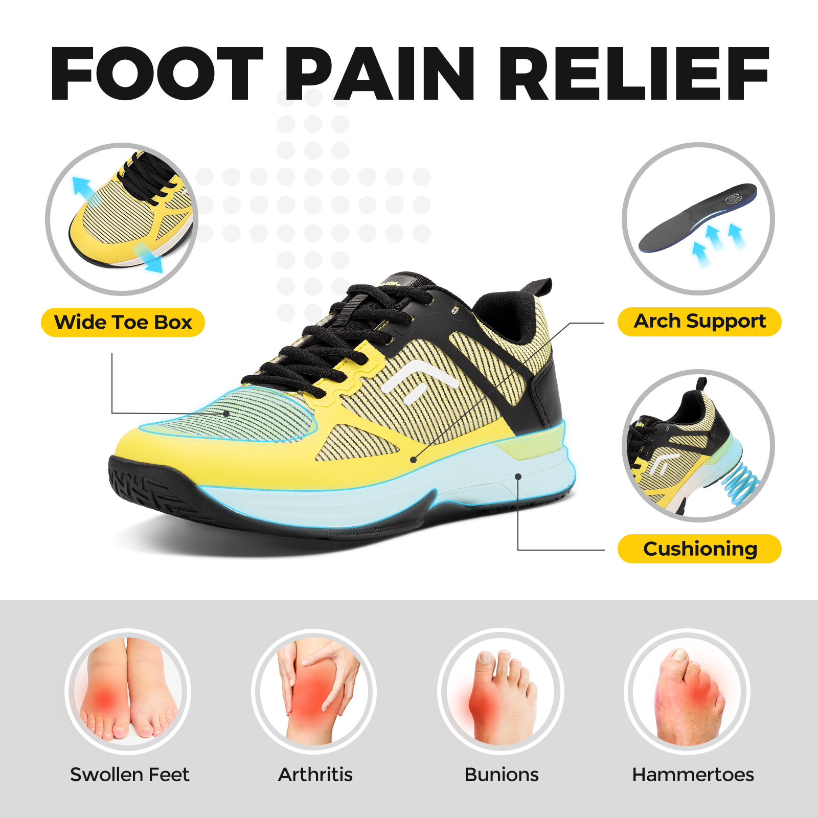 FitVille Wide Pickleball Shoes - Men'S Shoes For Plantar Fasciitis reseña y precio
