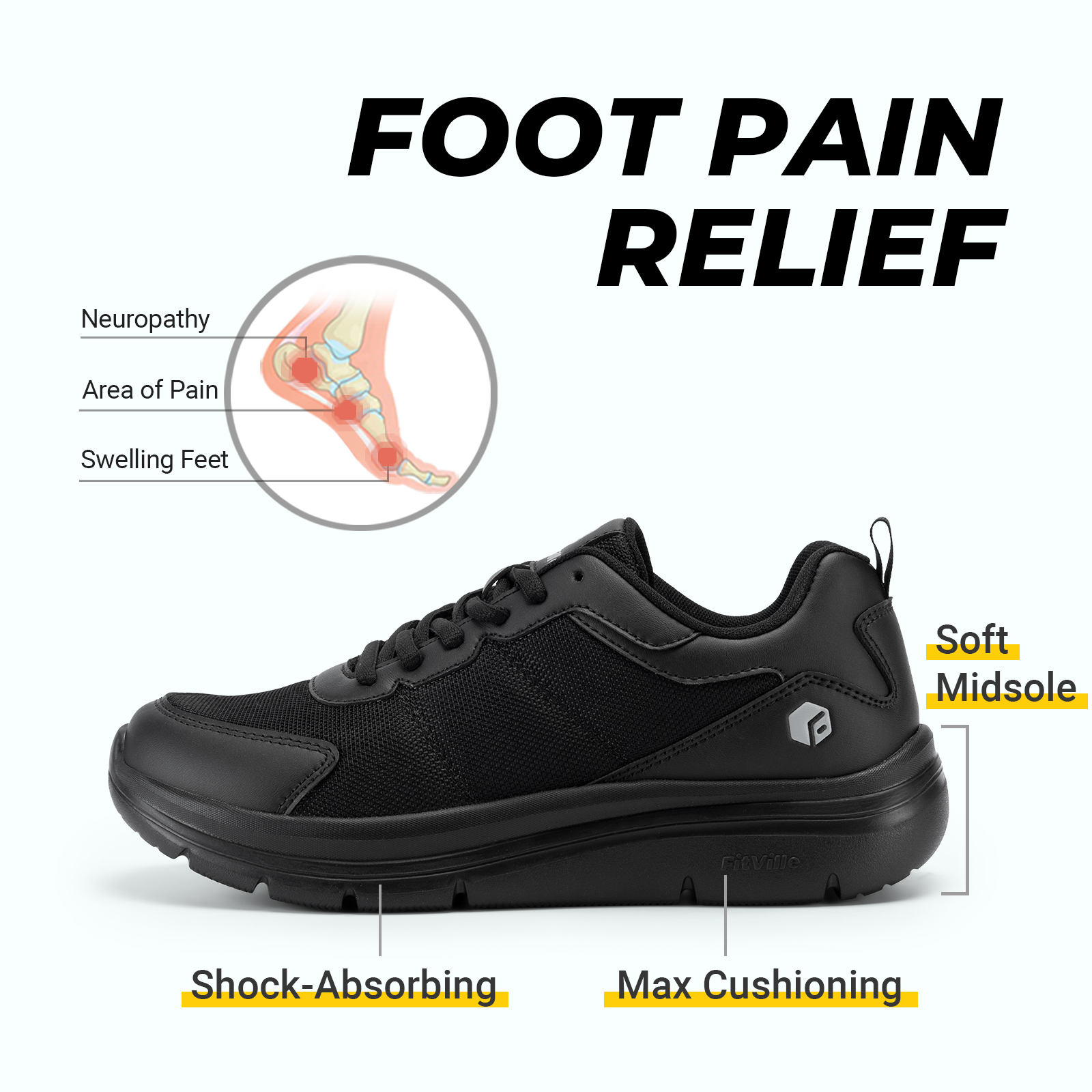 FitVille Men's Walking Shoes W - Men'S Shoes For Plantar Fasciitis reseña y precio