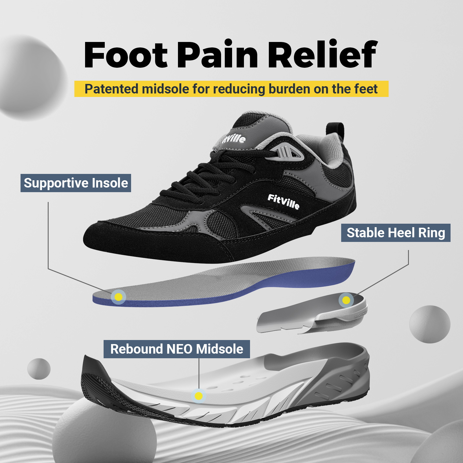 Fitville Walking Shoes Wide Me - Men'S Shoes For Plantar Fasciitis reseña y precio