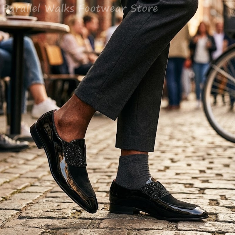 Men Black Patent Faux Suede Rh - Men'S Shoes Smart reseña y precio