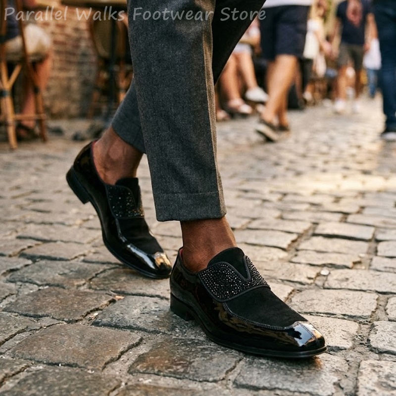 Men Black Patent Faux Suede Rh - Men'S Shoes Smart reseña y precio