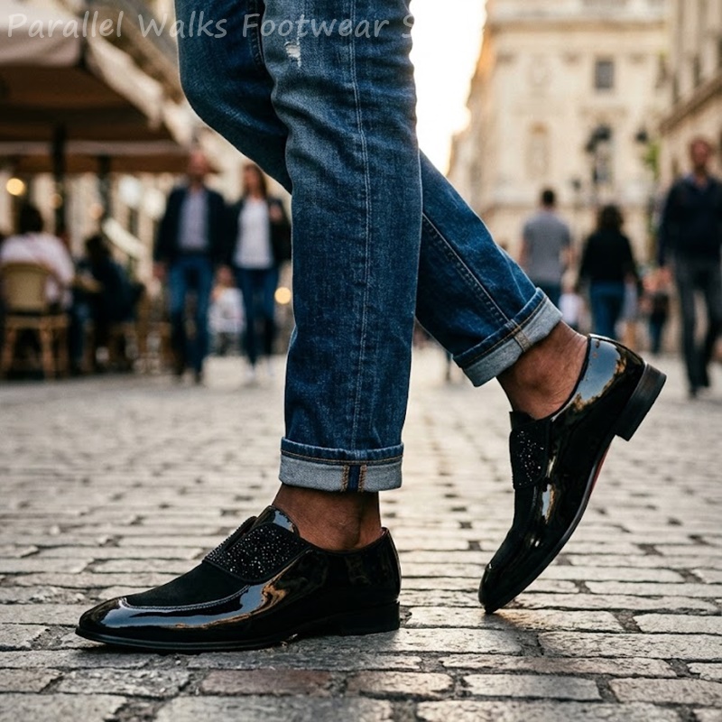 Men Black Patent Faux Suede Rh - Men'S Shoes Smart reseña y precio