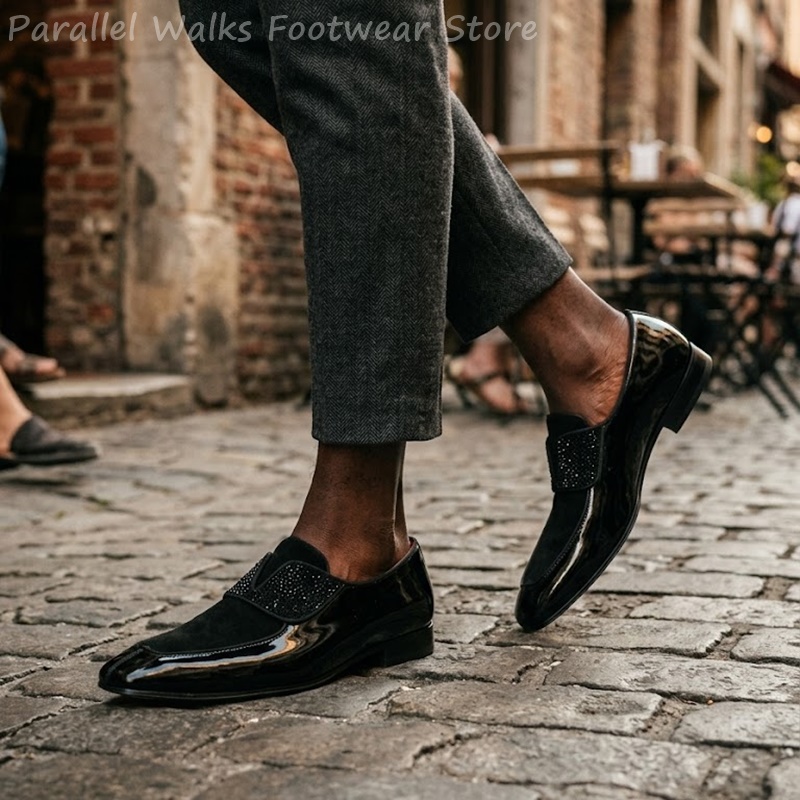 Men Black Patent Faux Suede Rh - Men'S Shoes Smart reseña y precio