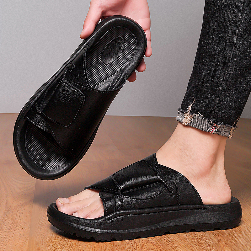 Leather Men's Slippers Slides  - Men'S Shoes Business Casual reseña y precio