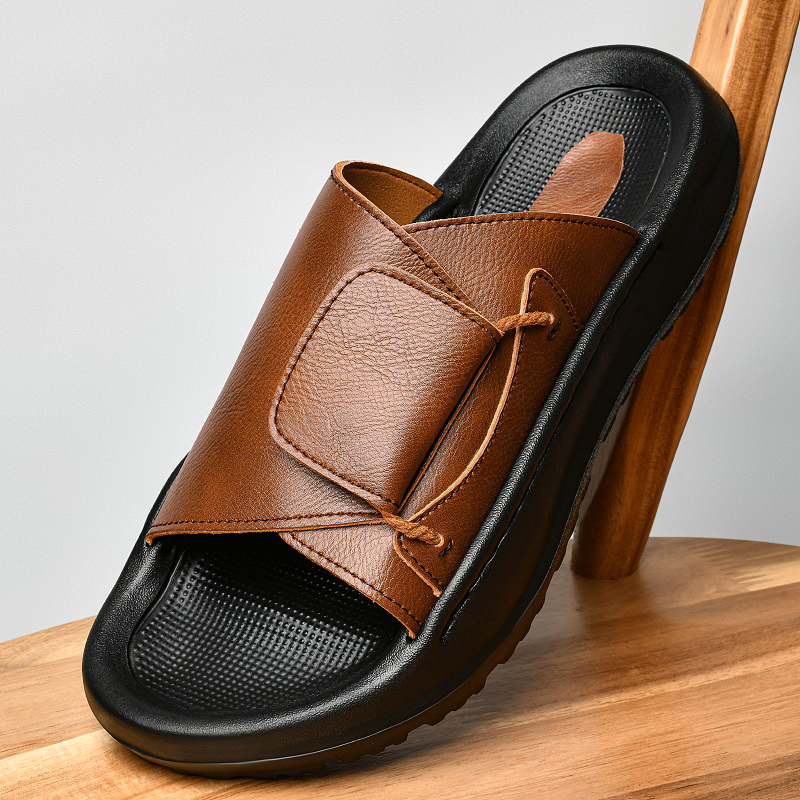 Leather Men's Slippers Slides  - Men'S Shoes Business Casual reseña y precio