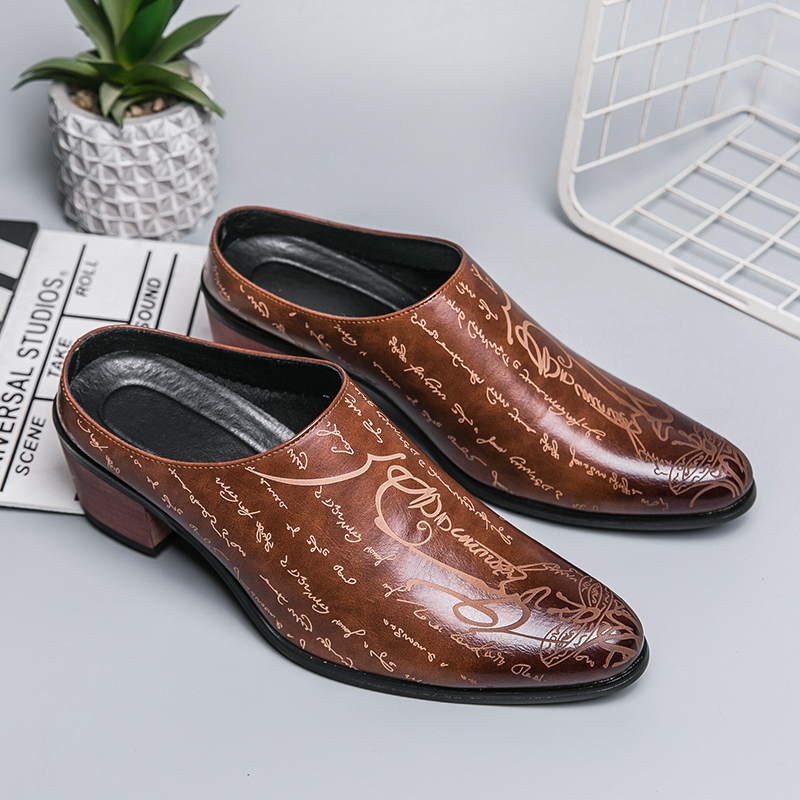 Men Brown Leather Mules Slippe - Shoes Heels Men reseña y precio