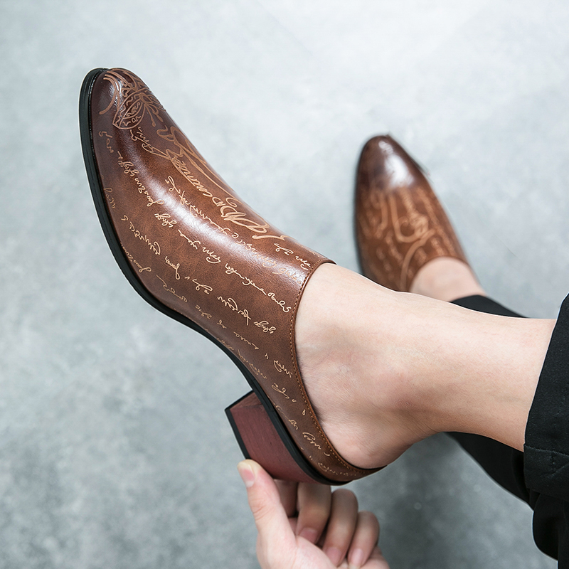 Men Brown Leather Mules Slippe - Shoes Heels Men reseña y precio