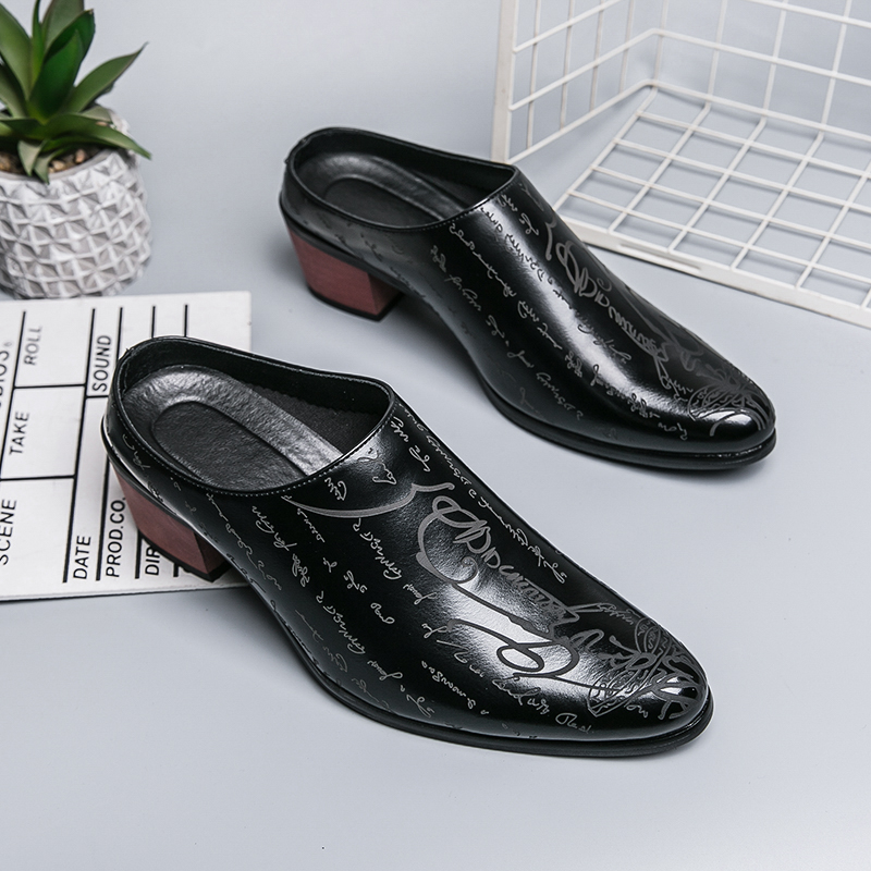 Men Brown Leather Mules Slippe - Shoes Heels Men reseña y precio