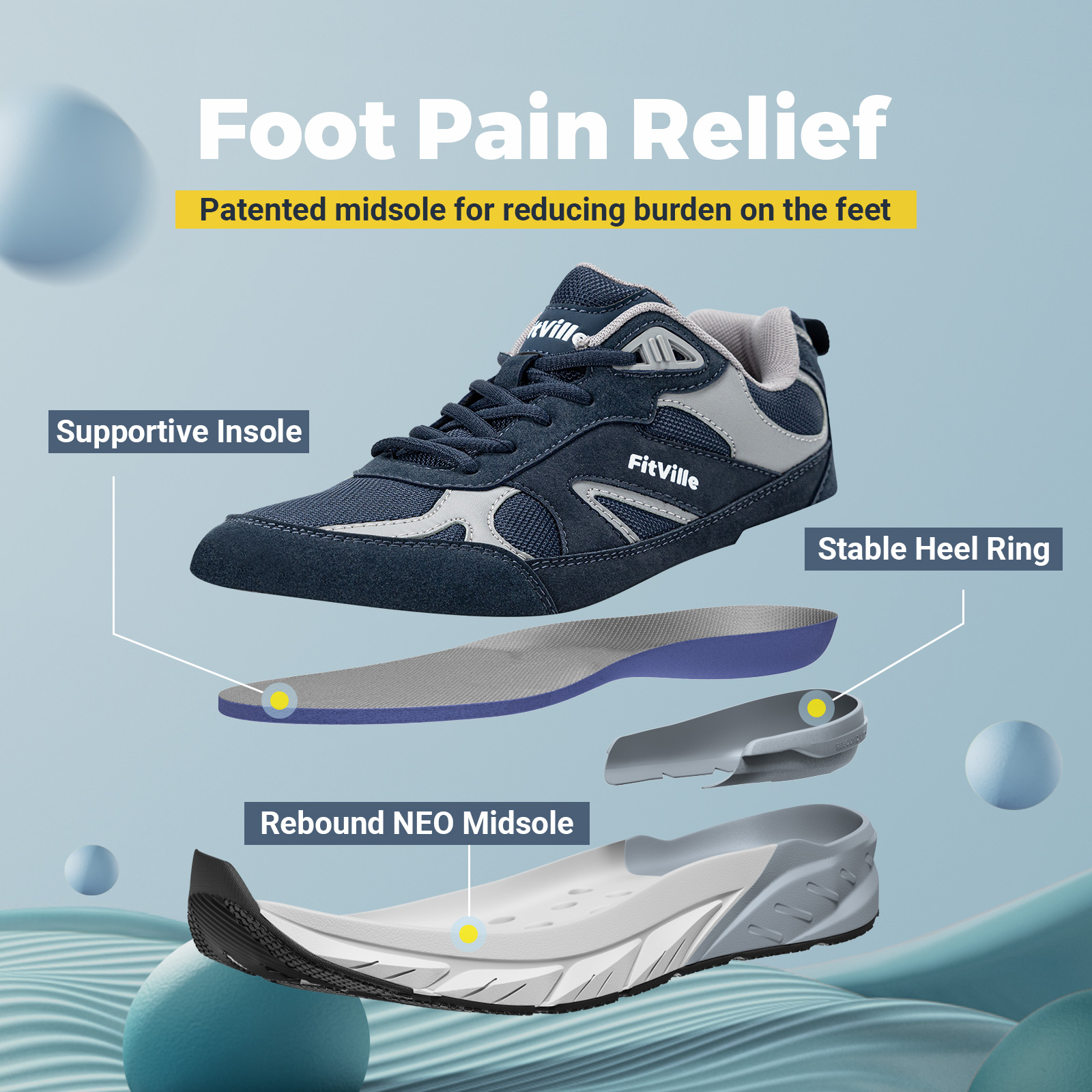 FitVille Newest Walking Shoes  - Men'S Shoes For Plantar Fasciitis reseña y precio